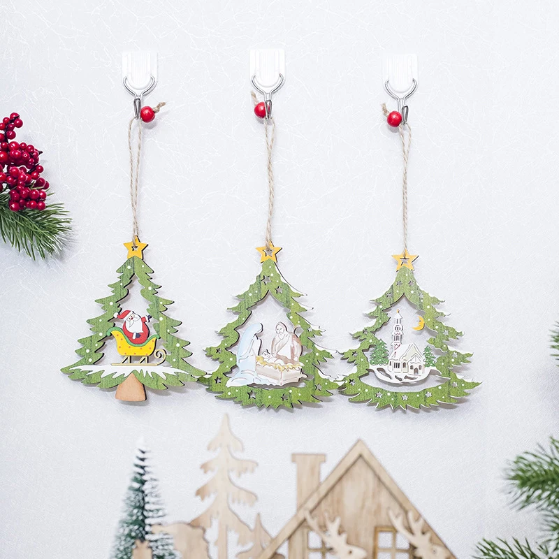 Natal Рождественская елка Санта Крестный отец деревянный подвесной Декор Fot Home Noel Decoraton подарок на год Navidad орнамент