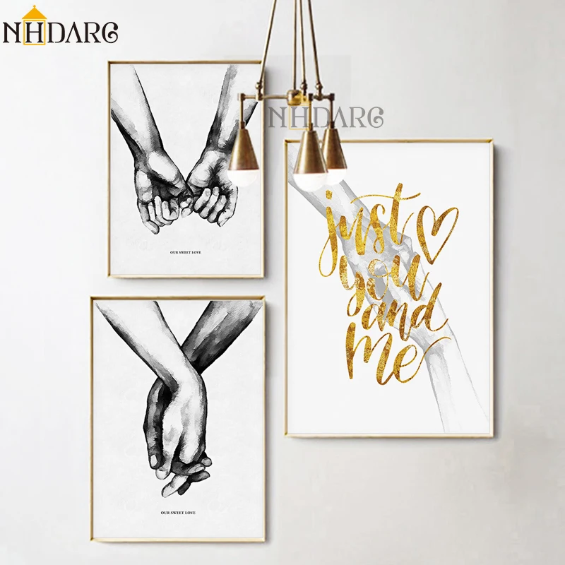 

NHDARC Printings Poster and Paitning Gift of Lover Warm Sweet Love Hand in Hand Just You and Me Wall Picture Home Decoration Art