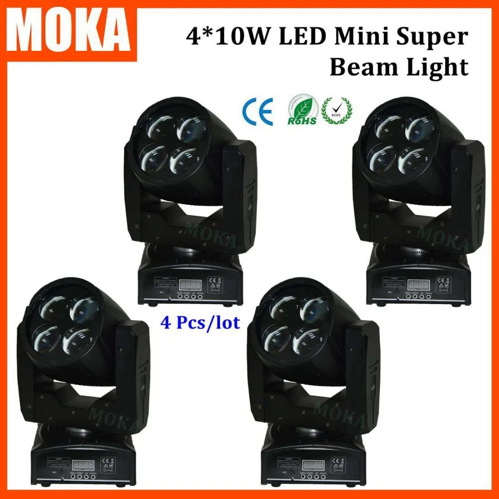 

4 Pcs/lot Led Moving Head Beam Light Cree 4*10W White Beam Led DJ Light 55W DMX Moving Head 4/16 DMX Channels For Night Club KTV