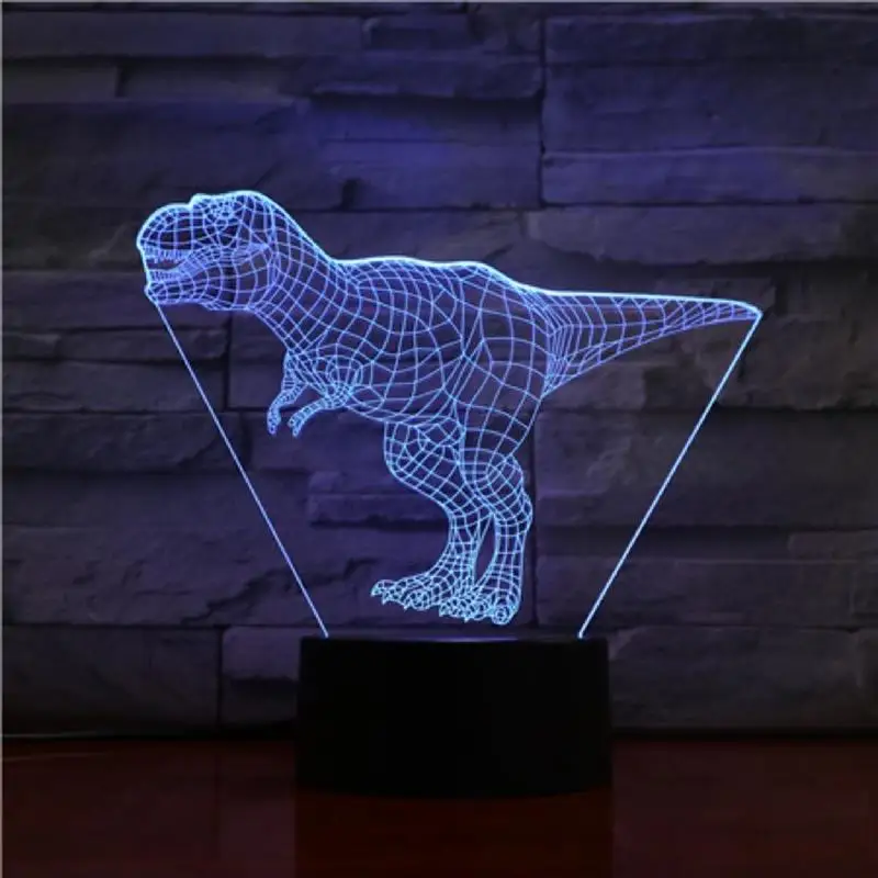 Новинка 3D лампа иллюзия Ночной светильник LED динозавр детская комната украшение