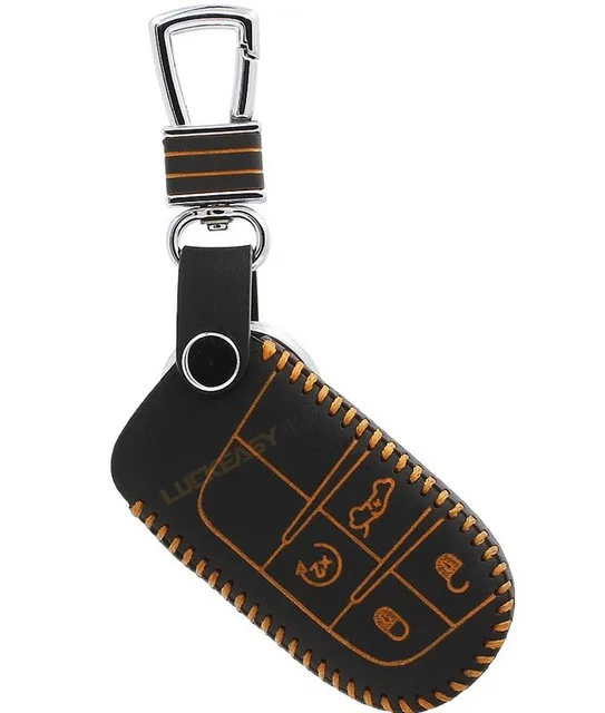 Кожаный чехол для ключей для jeep Renegade Патриот Чероки Wrangler Grand Cherokee Compass key2a - Название цвета: Розовый