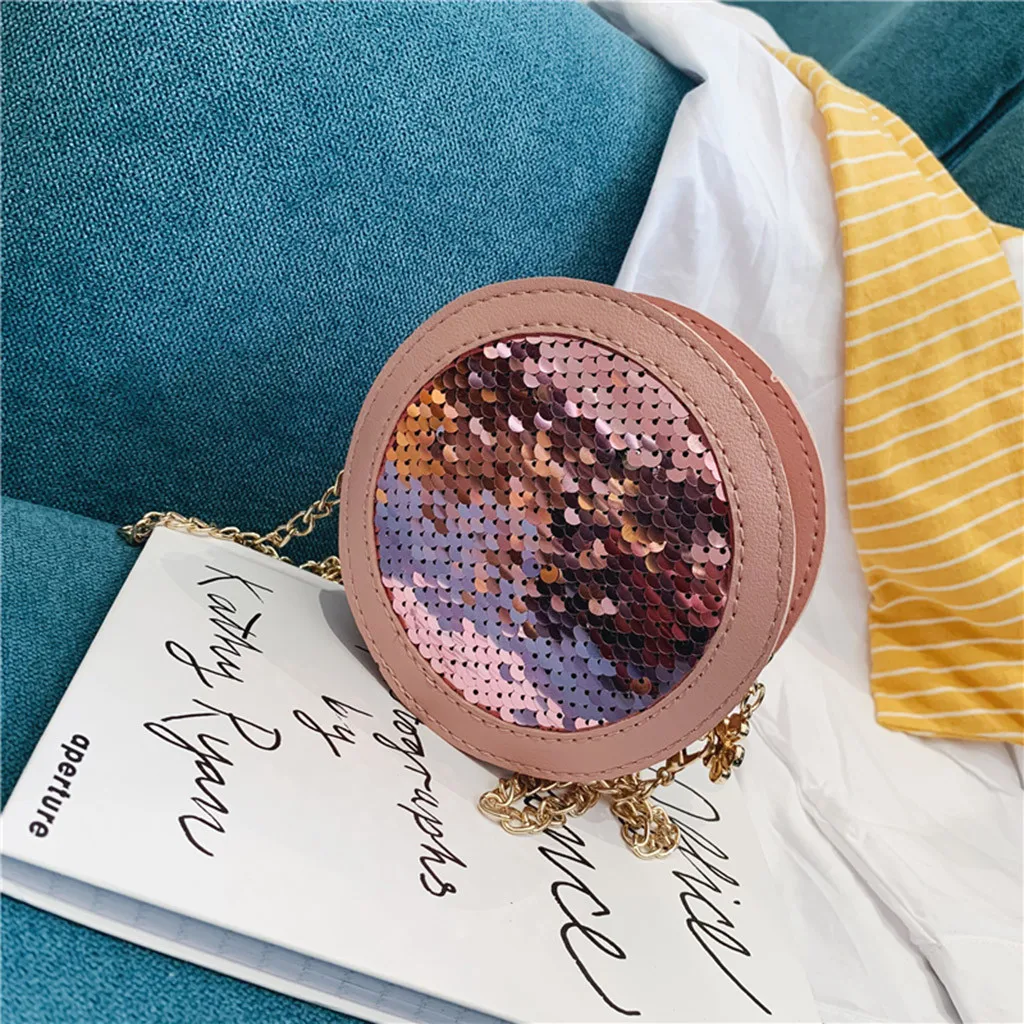 Mini Children Roundness Paillette Shoulder Bag Kid Handbags Sequins Coin Purse Wallet Kids Crossbody bag Glittering Girls Sac |
