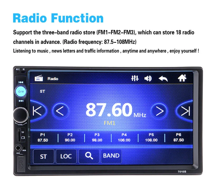 7 дюймов 2 Din Автомобильный MP5 MP4 видео плеер с сенсорным экраном радио HD Bluetooth стерео USB/FM/TF рулевое колесо управление Зеркало Ссылка