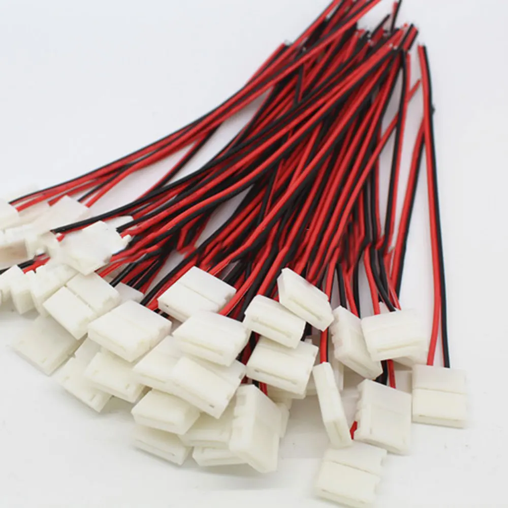 

12Pcs PCB Cable 2 Pin LED Strip Connector 3528/5050 Single Color Adapter PVC + copper core Connectors
