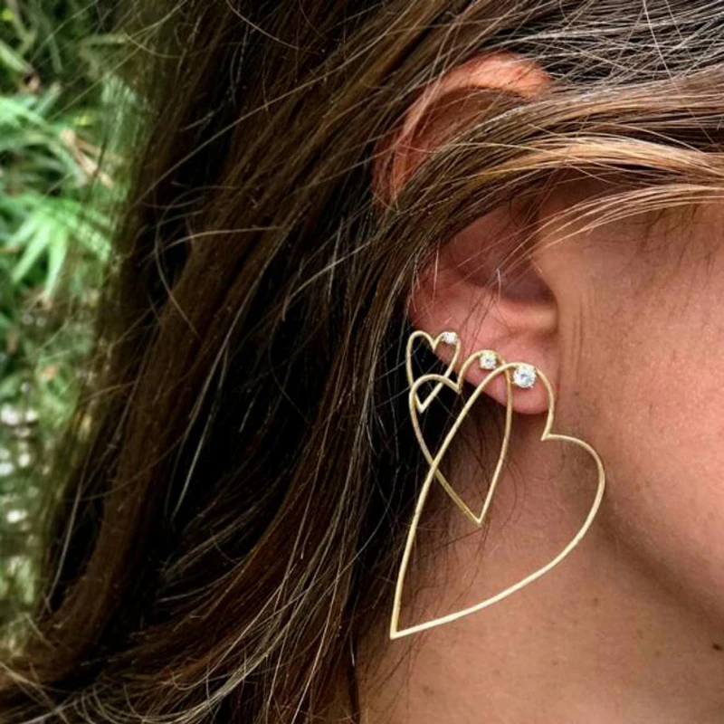 

Tocona 3pcs/set Bohemia Rhinestone Heart Drop Earrings for Women Punk Gold Alloy Dangle Earring Piercing Brincos Jewelry 6521