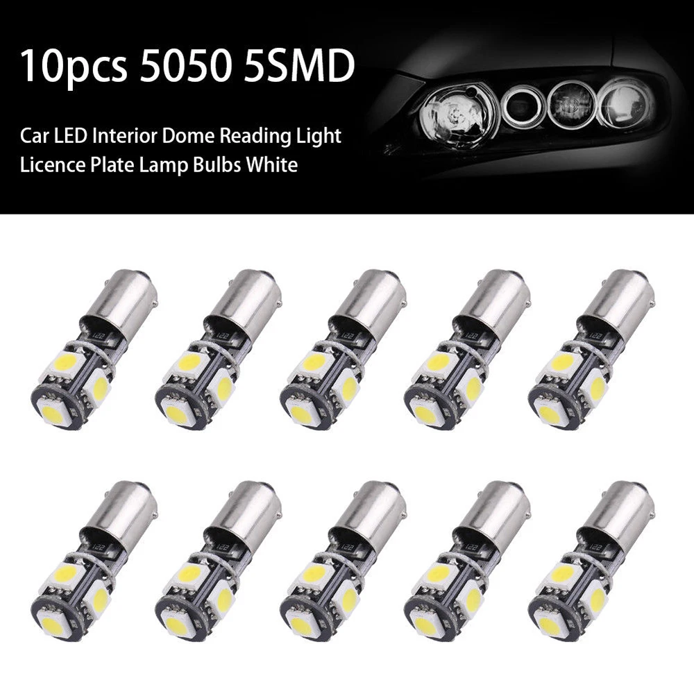 12V 10 шт. 5050 5SMD BA9S T4W H6W светодиодный Canbus Ошибка автомобиля боковой купол светильник белая лампа сигнальная лампа