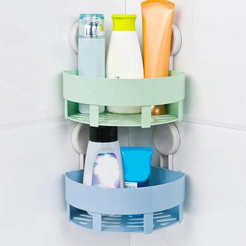 Plastic Suction Cup Bathroom Kitchen Corner Storage Rack Organizer Shower Shelf S17 F803in
