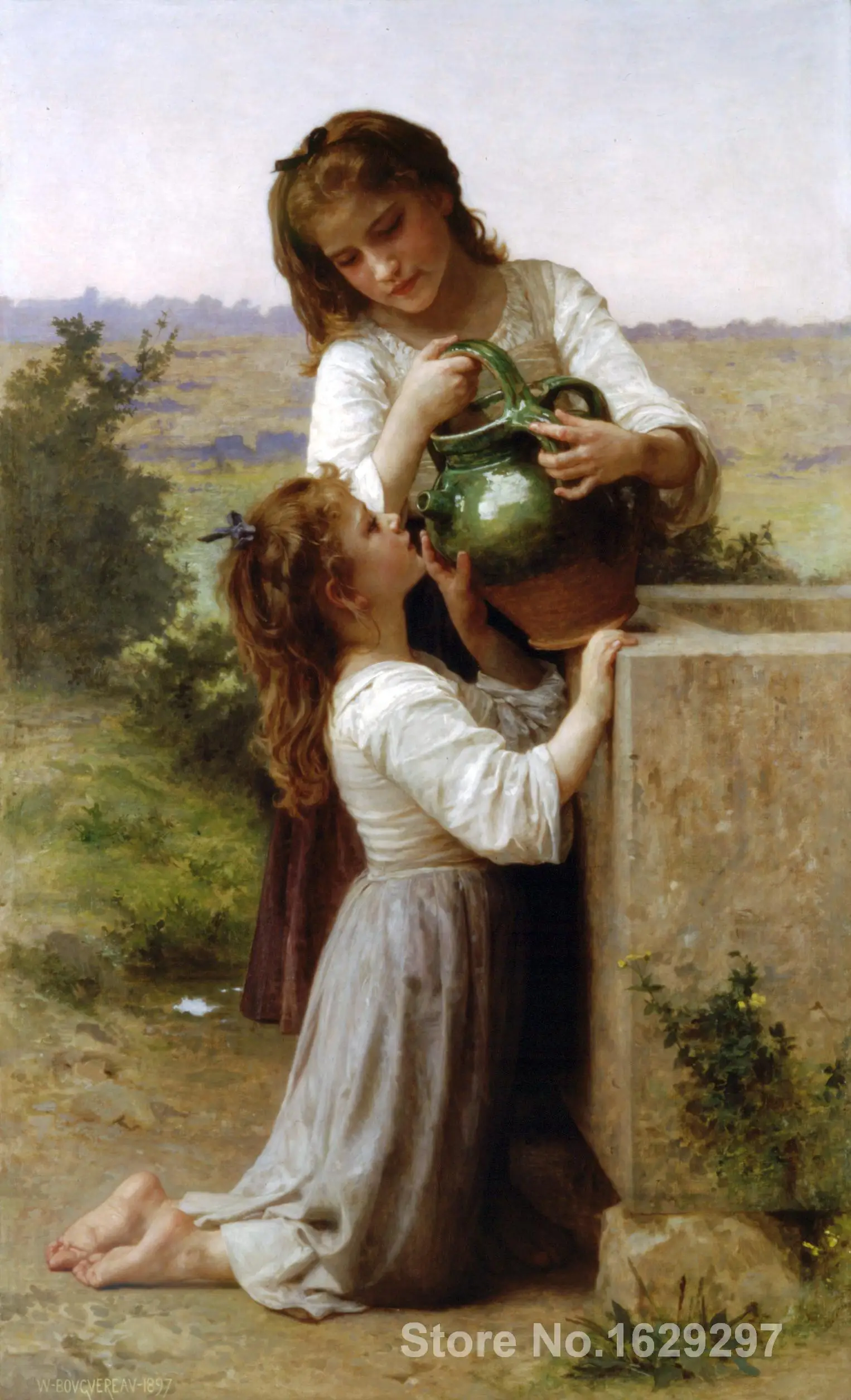 

oil Painting portrait At The Fountain William Adolphe Bouguereau Hand painted High quality