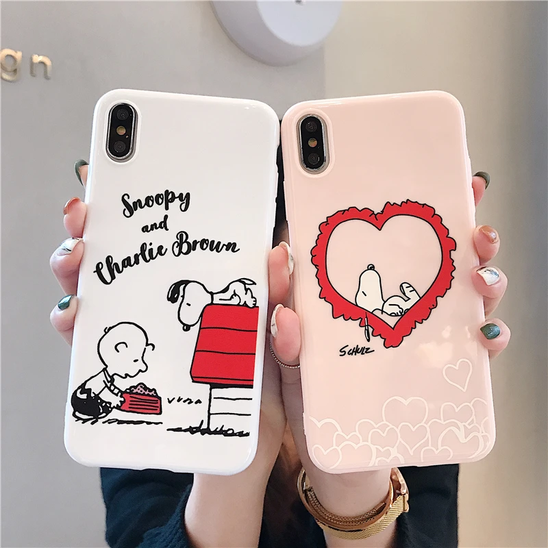 WTSZKL сплошной цвет чехол для телефона Snoopy iphone 6 7 8 x xs xr max 6s plus Apple мультфильм милый