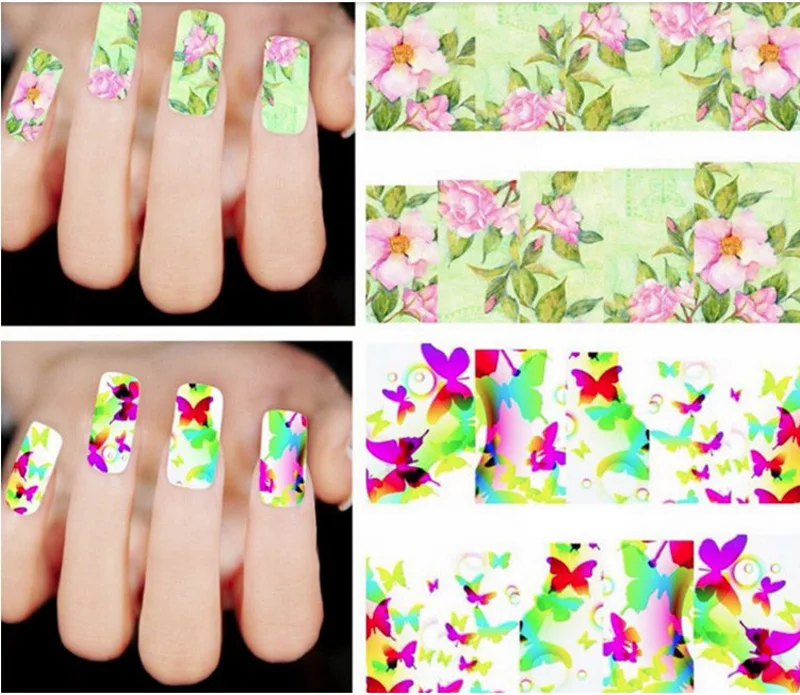 Bittb 50pcs/set Flower Nail Stickers Decals Slider Wraps For Nails Art Decor Manicure Water Transfer Sticker Tips