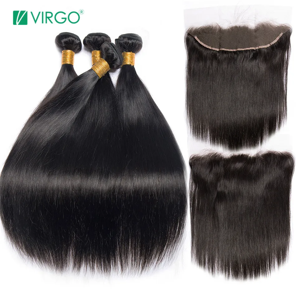 comprar Peruano Pacote Cabelo Liso com fecho 3 bundle cabelo humano weave Virgem Cabelo lace frontal encerramento com bundles 4 pcs não remy