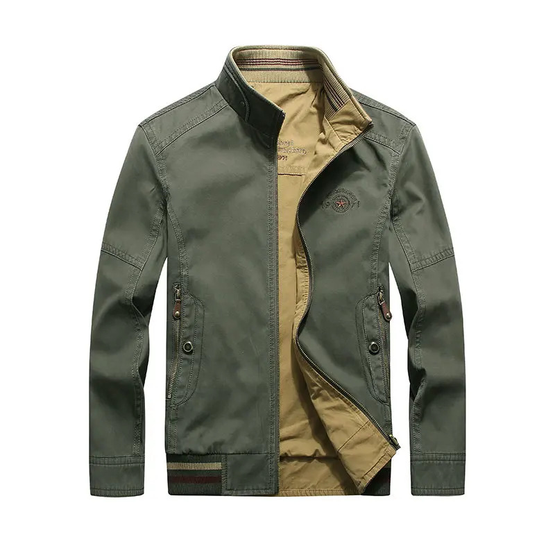 4XL 2019 Autumn Spring Brand Jacket Thin Stand Collar Coat Asia Size Drop Shipping Jackets Coats Casual Both Side Wear Military (1)