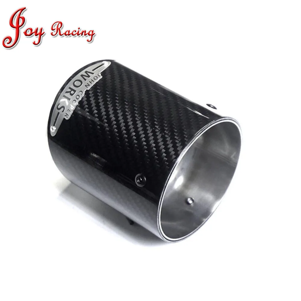 High Quality Glossy Carbon Fiber SUS304 Stainless Exhaust End Tip with JCW Logo 93mm Outlet for BMW MINI Cooper R55/R56/R60/R61