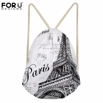 

FORUDESIGNS Eiffel Tower Print Casual Brand Children School Bags Drawstring Backapck Storage Book Bags for Kids School Bag Bolsa