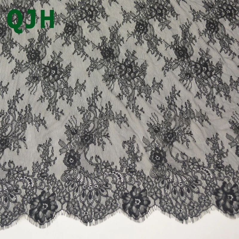 

3m*1.5m/pack Eyelash Lace Fabric White Black DIY Exquisite Lace Trim Sewing Embroidery Clothes Wedding Dress Accessories ZU062