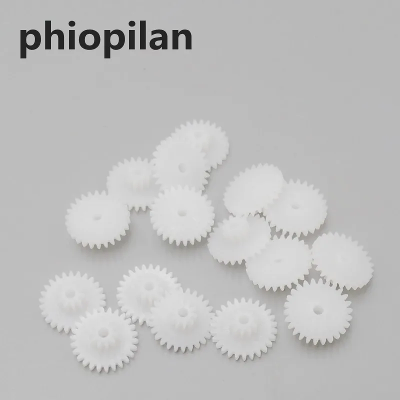 

PHIOPILAN 0.5 modulus 26T 10T 2610-2B plastic double gear Aperture 2.05mm Car Gearbox motor gear double deck reduction gear