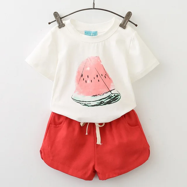 Keelorn/комплекты одежды для девочек г. летняя Модная стильная детская одежда футболка без рукавов+ штаны комплект из 2 предметов комплект детской одежды для девочек - Цвет: Red -AZ305