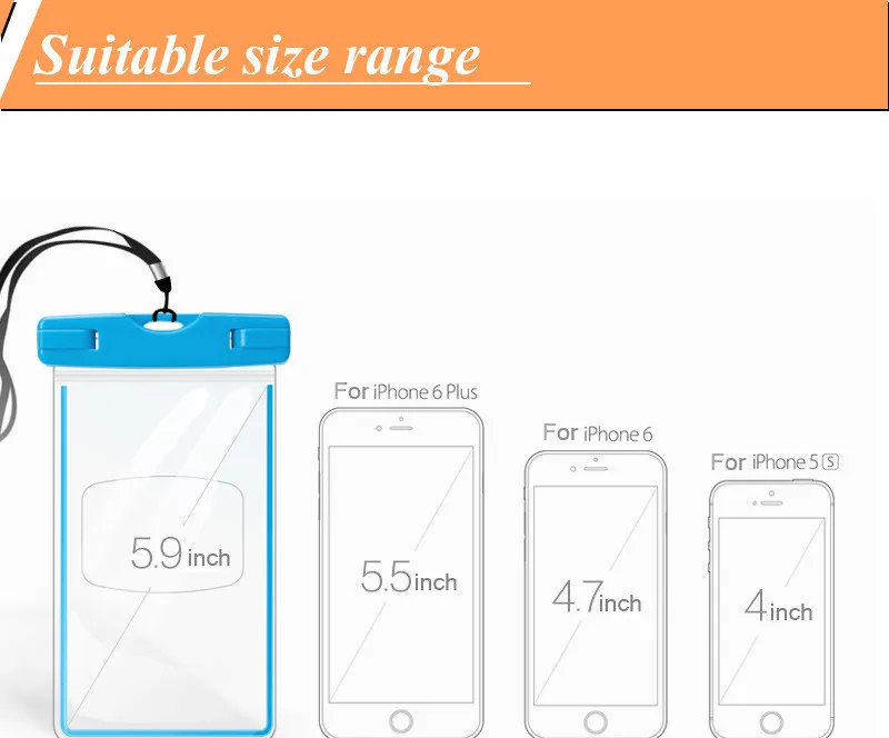 Универсальный чехол водонепроницаемый чехол для телефона для iPhone 7 6S Чехол Водонепроницаемый чехол для samsung Galaxy S8 водонепроницаемый чехол для плавания