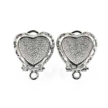 

Fashion Heart Shaped Silver Earrings Closure Wholesale 50 Pairs DIY Earrings Back Base African Jewelry Accessory Component ET010