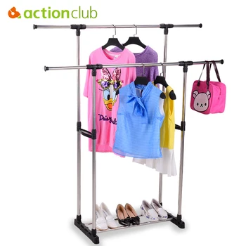 

Actionclub Stainless Steel Double Rod Drying Rack Indoor Balcony Lifting Drying Rack Folding Floor Standing Clothes Shelf Racks