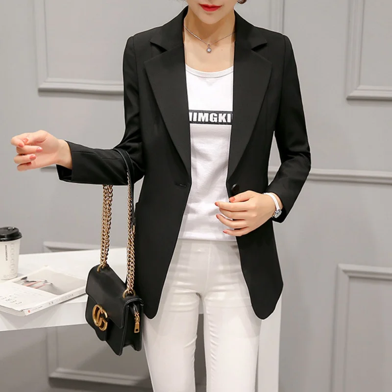 Spring Autumn Fashion Single Button Long Sleeve Blazer Office Lady Formal Blazers Solid Women Blazers And Jackets 2018 New Spring Autumn Fashion Single Button Long Sleeve Blazer Office Lady Formal Blazers Solid Women Blazers And Jackets 2018 New
