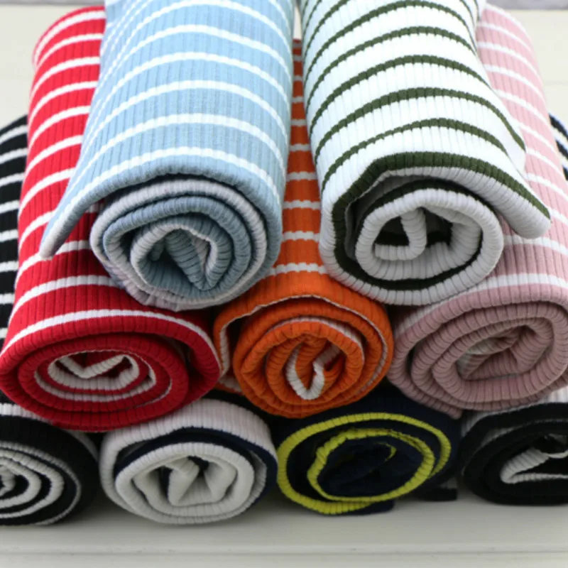 Buy 50*120cm Striped 4 way Stretchy Cotton Knitted