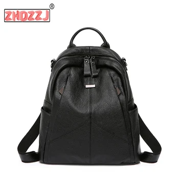 

Vintage Mini Backpack Two Zipper Women Backpack Good Quality Black PU Leather Backpack Sac a Dos Femme High Capacity Travel Bag