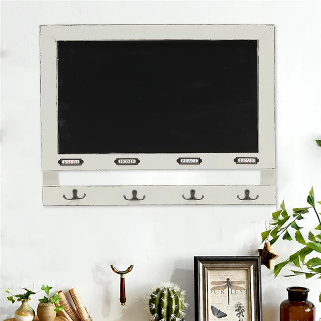 Vintage Shabby Chic Hook Chalk Board Self Wall Message Kitchen Vintage Shabby Chic Hook Chalk Board Self Wall Message Kitchen Bar Notice Rustic Hooks Blackboard