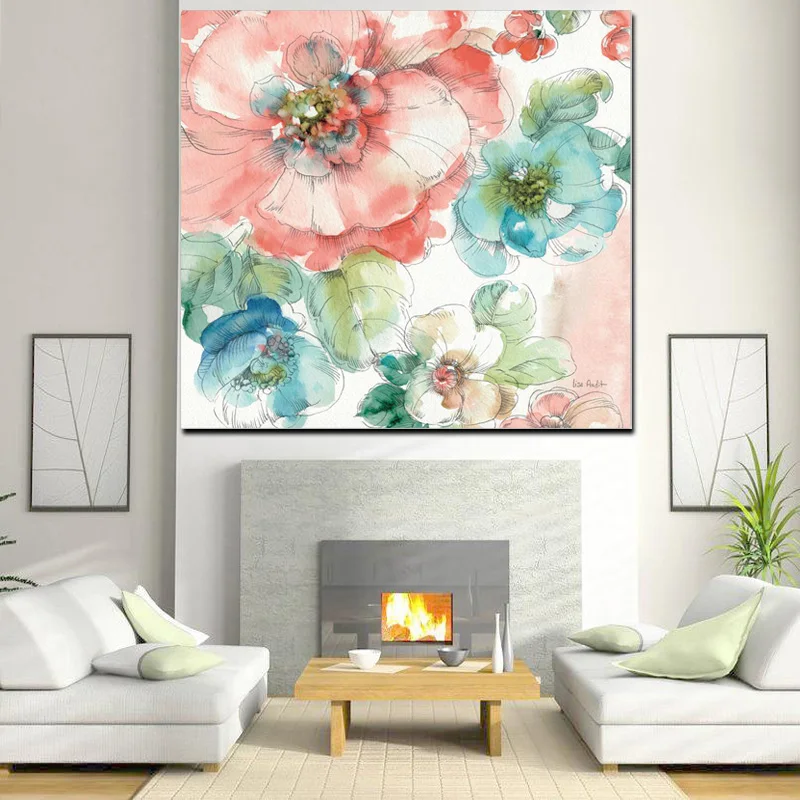 HD Print Watercolor Poppy Artist Orchid Abstract Oil Painting on Canvas Wall Art Picture for Living Room Sofa Home Cuadros Decor