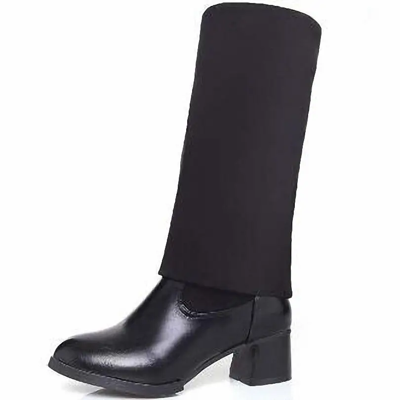 

Big Size 34-43 Women Boots Fabric PU+ Matte Velvet  Boots Round Toe Square High Heel Boots for Women Fashion Boots