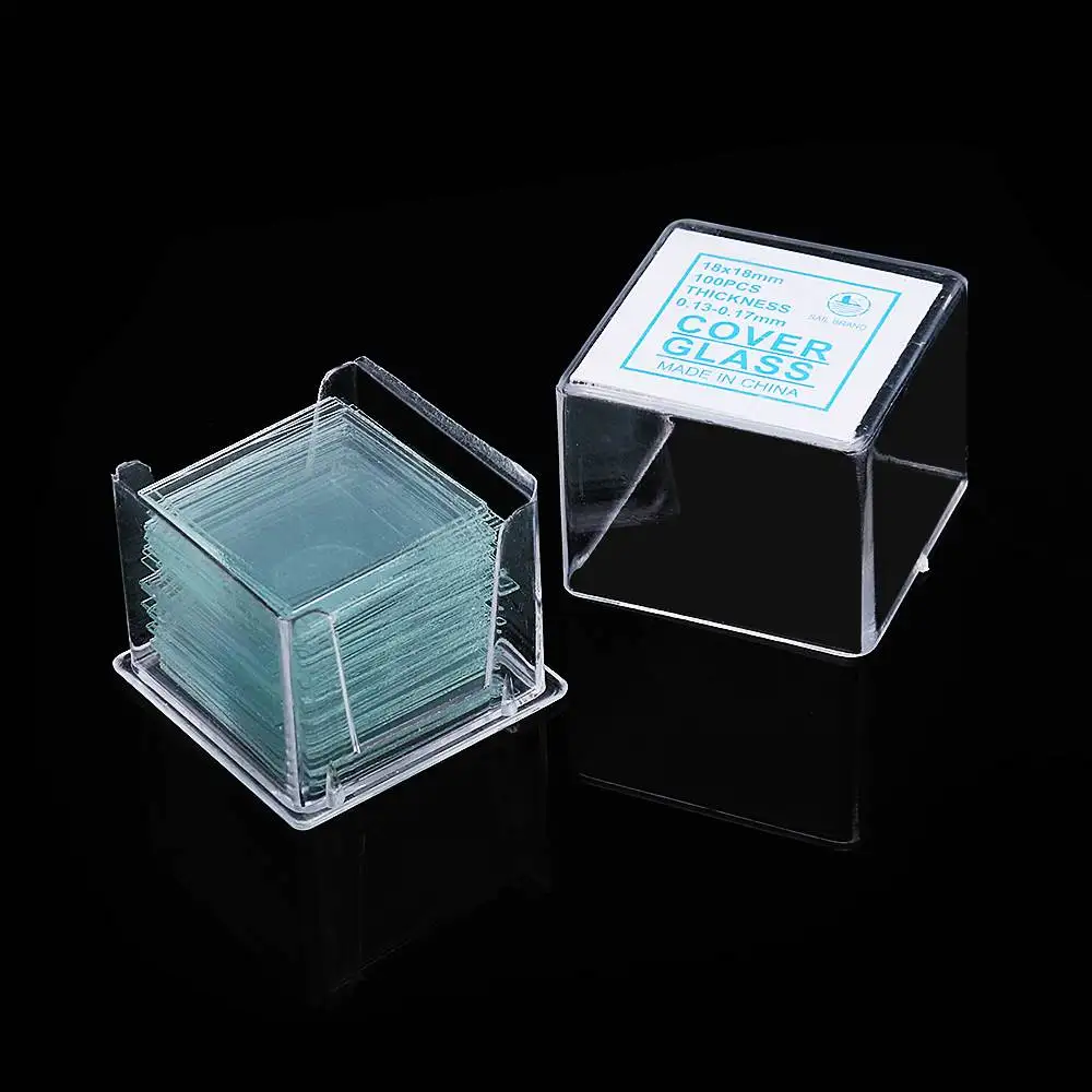 

100Pcs/Box 18x18mm Transparent Slides Coverslips Special Circular Cover Slides Glass Plate Coverslips Microscope Consumables