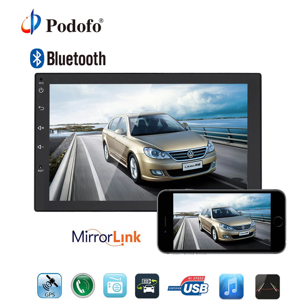 

Podofo 2 Din Android Universal Car Radio GPS Navigation Bluetooth 2din Car Audio Stereo FM USB Car Multimedia MP5 No DVD Player