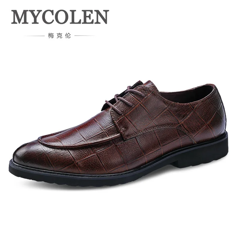 

MYCOLEN Mens Shoes Pointed Toe Dress Shoe Crocodile Skin Formal Homme Italy Dress Oxford Shoes Leather Wedding Sapatos Homens