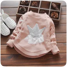 Automne À Tricoter Bébé Nourrissons Tricots À Manches Longues Fille Princesse Dentelle Paillettes Couronne Chandail Outwear Pull Tops Camisola S3997