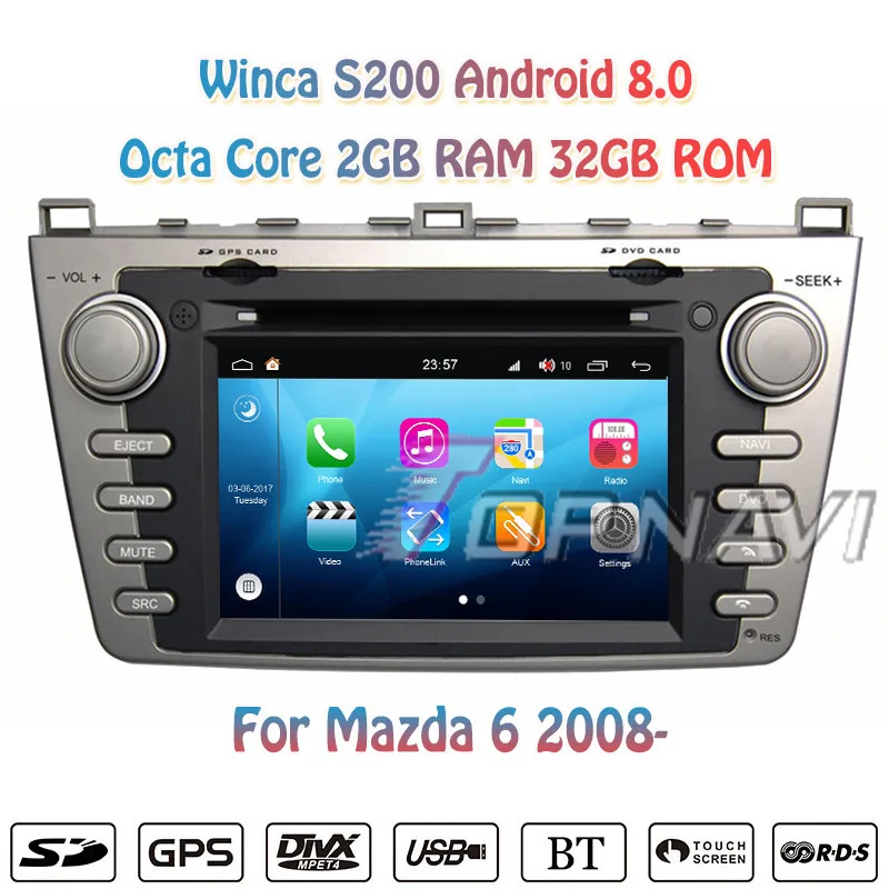 Topnavi Восьмиядерный S200 Android 8 0 автомобильный DVD мультимедийный плеер для Mazda 6 аудио