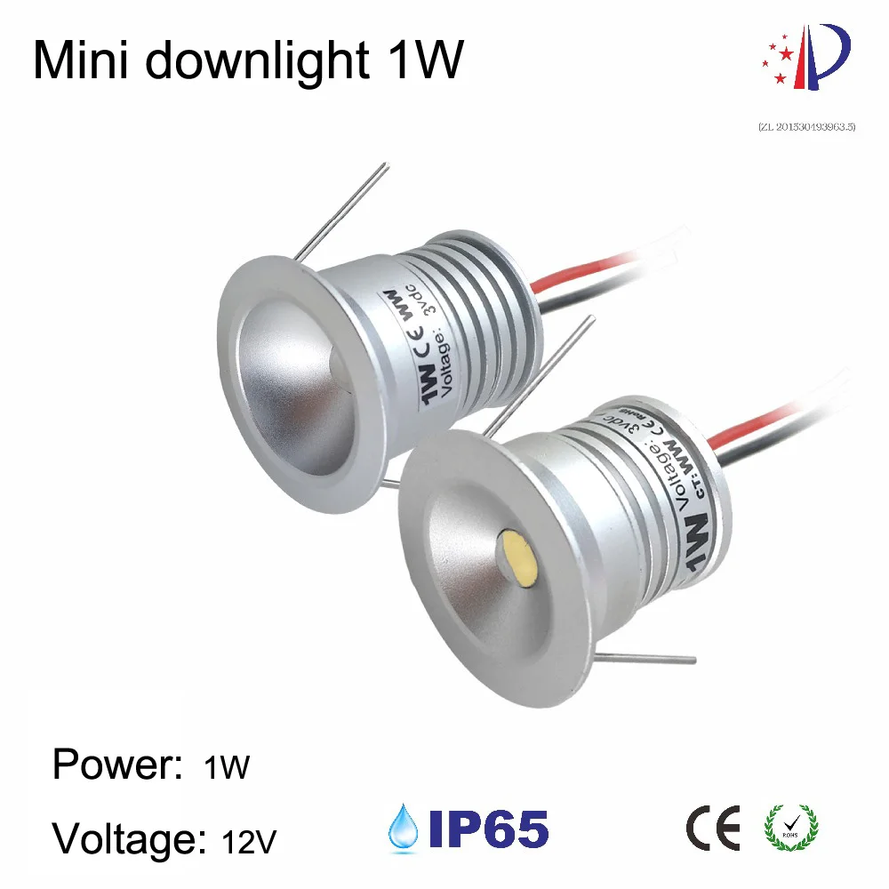 9PCS/lot 1W Led Spot Light 25mm Cutting Mini Recessed Downlight DC12V Cabinet Lighting 60D/120D DIY Decoration Lamp
