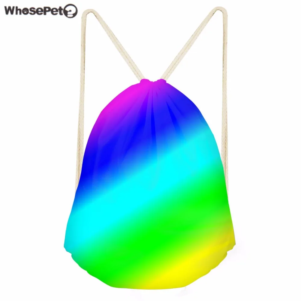 

WhosePet Women Backpack Panelled Printing Drawstring Bag Men Shoes Storage Bag Teenager Boys Girls Small Cinch Rucksack Mochila