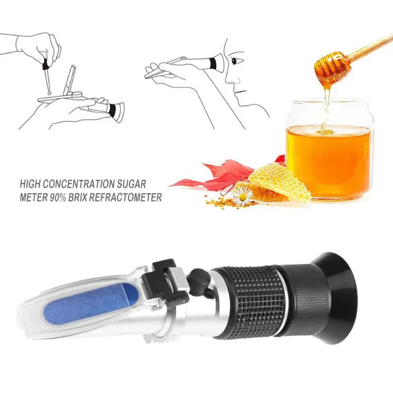 Handheld brix Honey Refractometer brix 0 to 90% for jam syrup controlling concentrations Beekeeping Bees Sugar Brix Tester цена Handheld brix Honey Refractometer brix 0 to 90% for jam syrup controlling concentrations Beekeeping Bees Sugar Brix Tester цены онлайн