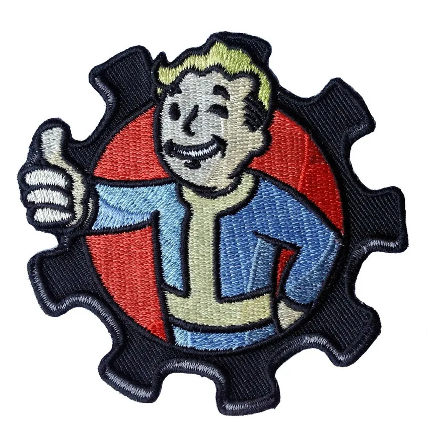 1Pcs Squad Men's Iron On Fallout Vault Boy Thumbs Up Embroidered Patch