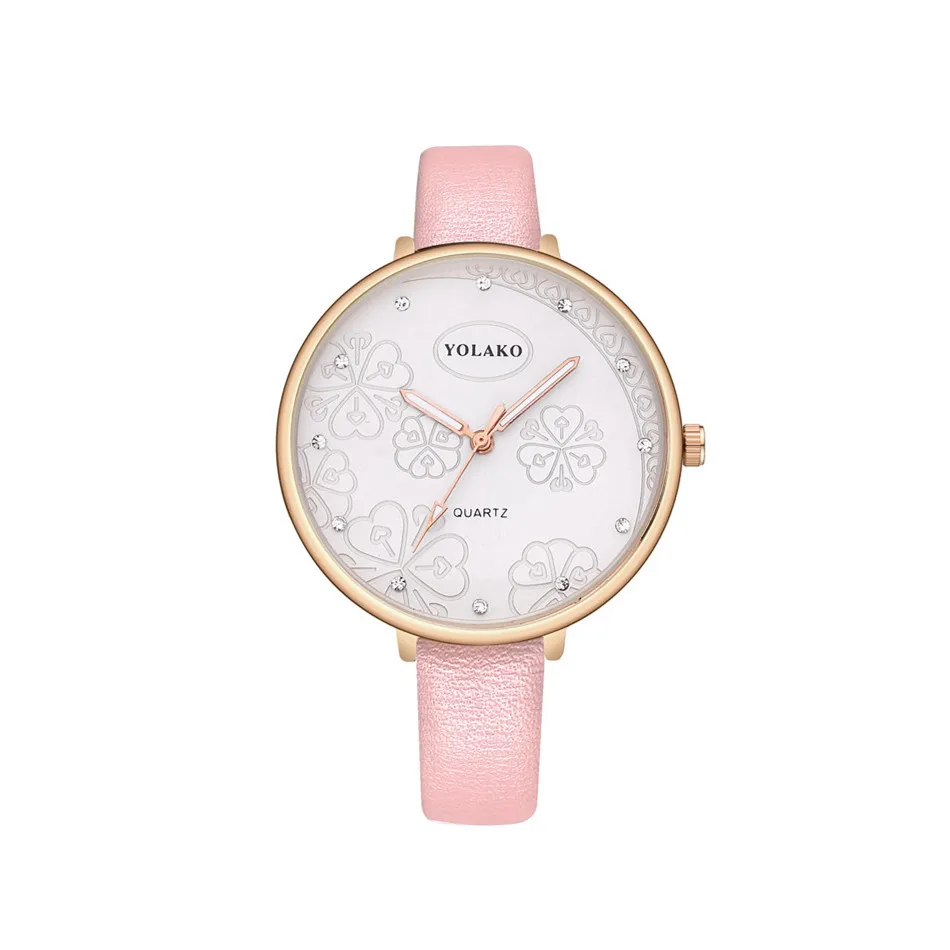 Роскошный браслет с кристаллами часы женские модные цветочные женские часы под платье брендовые кожаные Наручные часы из розового золота часы Relojes Mujer - Цвет: Розовый