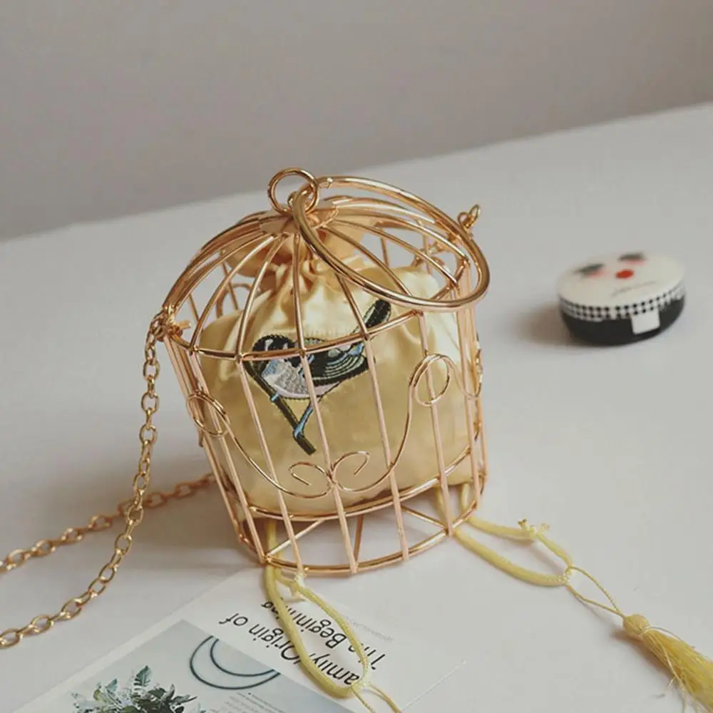 ABDB-شخصية الطيور قفص النساء حقيبة يد حمل المعادن قفص الفتيات أعلى-حقائب بيد محفظة نسائية للعملات المعدنية الأزياء حزب الحقيبة شرابة مخلب