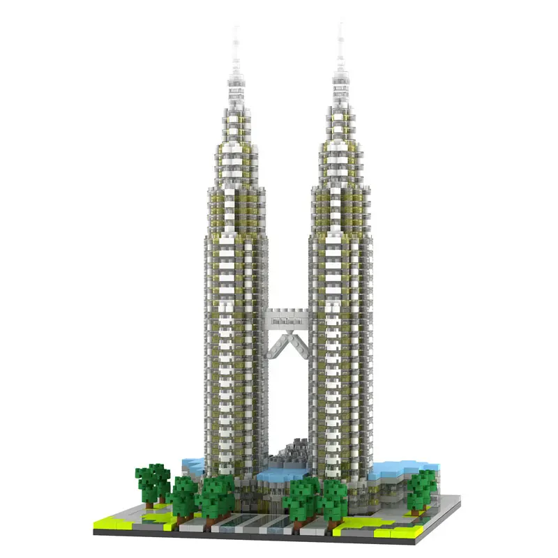 

2351pcs Building Block Petronas Twin Tower Model Children Compatible Toy 3D Bricks Plastic Larger Building Block Assembly Gift