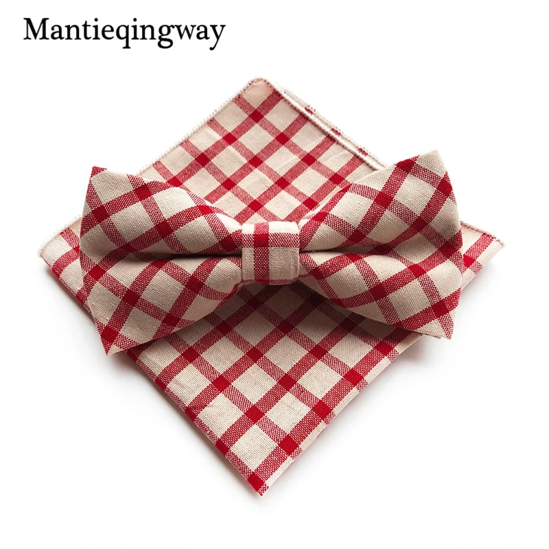 Mantieqingway Галстуки Костюмы Для Мужчин's платки Bowties плед платок для свадьбы Бизнес Хлопок Боути Платки носовые для девочек комплект