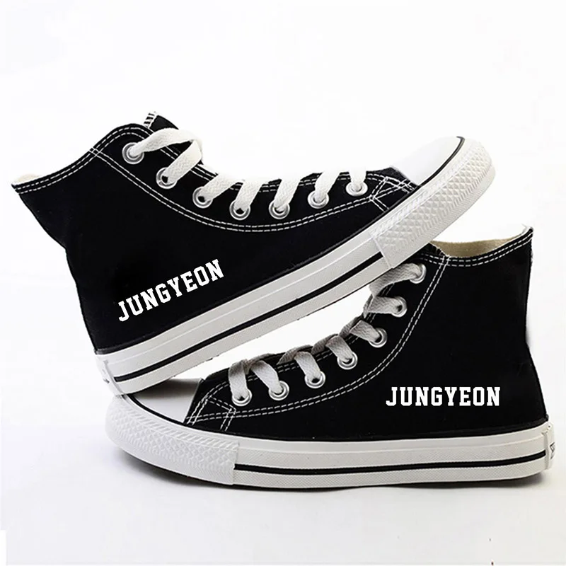 Dropshipping TWICE With The Same Paragraph High-top Canvas Shoes For Men And Women Students Leisure shoes - Цвет: black9