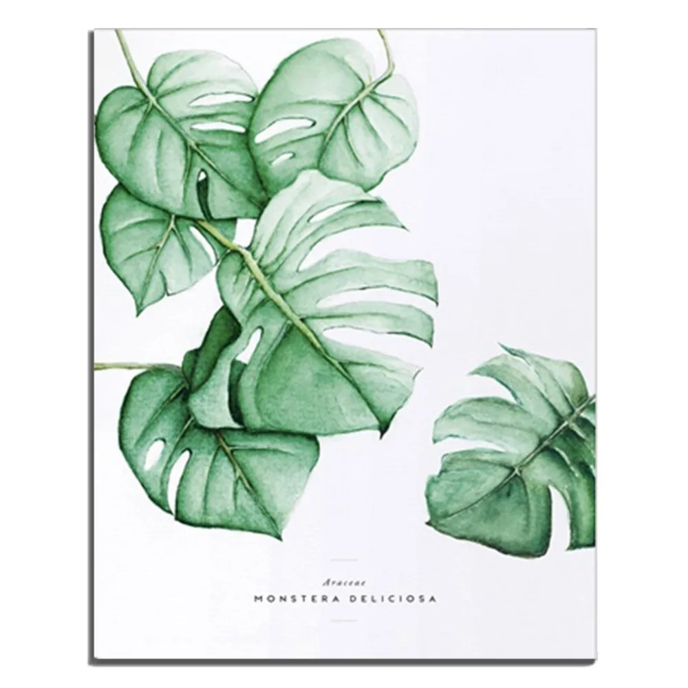

Laeacco Watercolor Plant Green Leaves Canvas Painting Art Print Poster Picture Wall Modern Minimalist Bedroom Living Room Decor