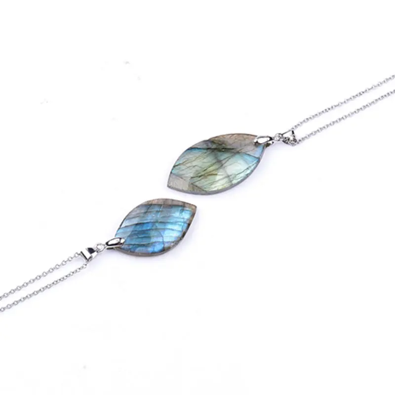 CSJ Natural irregular crystal Labradorite Pendants Moonstone Sunstone Necklace Divination spiritual meditation Fine Jewelry