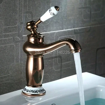 

Blue and white porcelain basin faucet brass bathroom faucet hot and cold mix Single holder single hole washbasin faucet