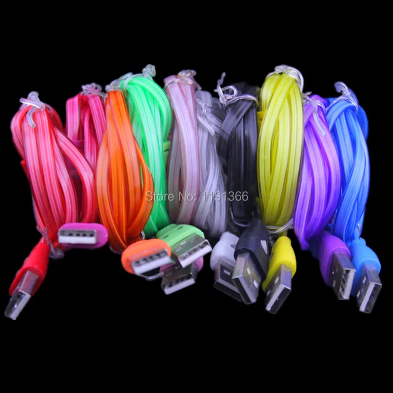 Free shipping colorful 1m 3FT 8pin led light usb data sync charger cable cord line for iphone se 5 5s 6 6s ipod itouch ios 9 | Мобильные