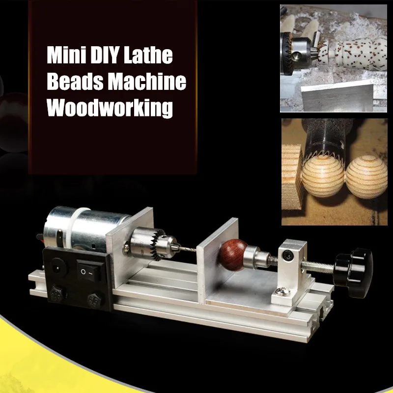 

100W Mini Lathe Beads Machine Wood Lathe Diy Woodworking Tool Milling Grinding Polishing Carving Drill Rotary Tool Set