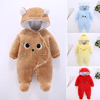 

Infant Baby Boys Girls Winter Rompers 2019 Cotton Thick Cartoon Baby Romper For Newborn Warm Overall Jumpsuit Toddler Outerwear